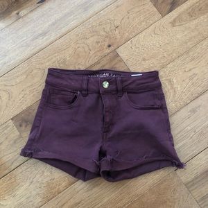 American Eagle Maroon Hi-Rise Shortie